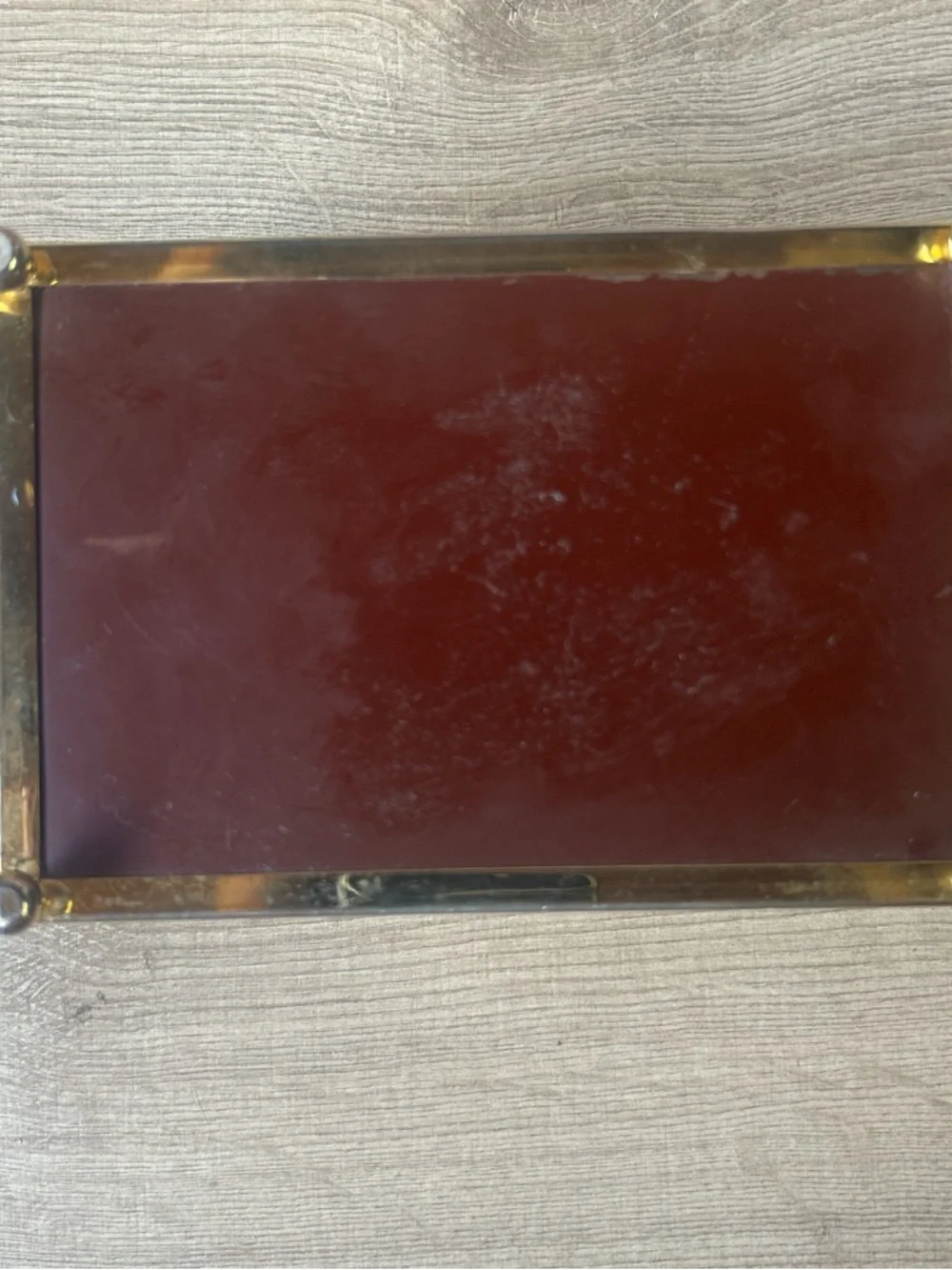Vintage Glass‎ and Brass Mirrored Jewelry Box with Floral Etching
